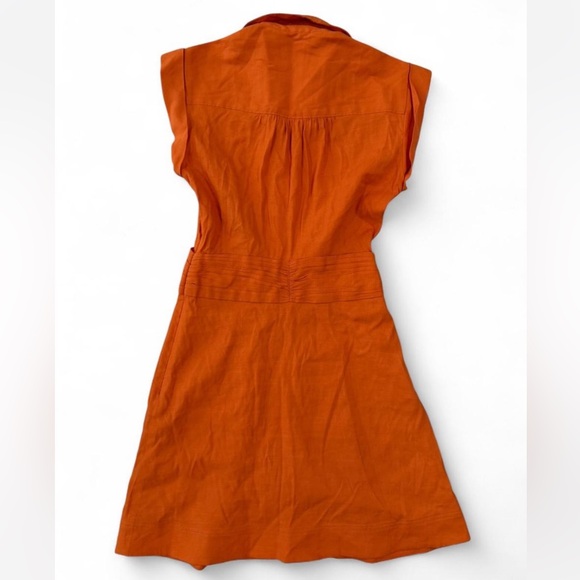 Veronica Beard Nagano Linen Blend Mini Shirtdress Orange Size 0 - Picture 6 of 9
